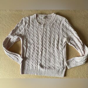 J. Crew Light Pink Cable-Knit Crewneck Sweater